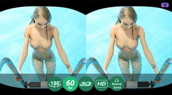 Blonde Enjoys Solo Play in a Pool - TmwVRnet.com