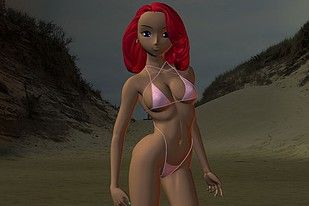 Redhead toon girl posing in a pink bikni for you