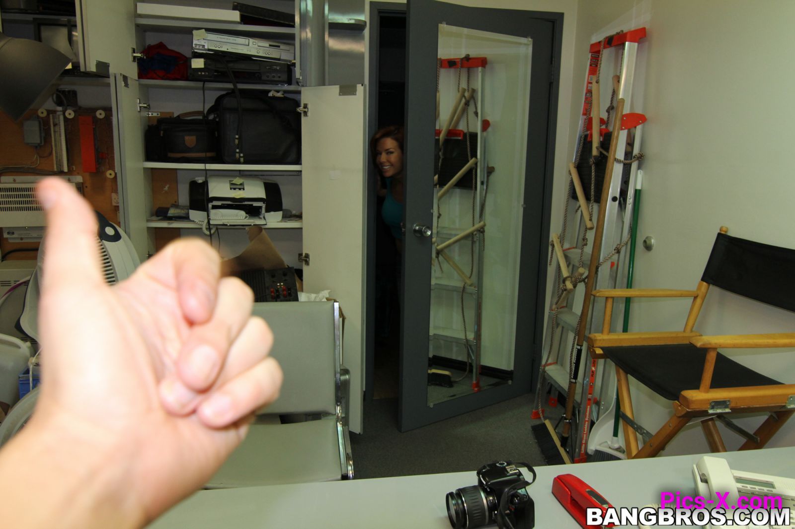Big tit MILF squirts in the backroom - Back Room Facial - Image 1