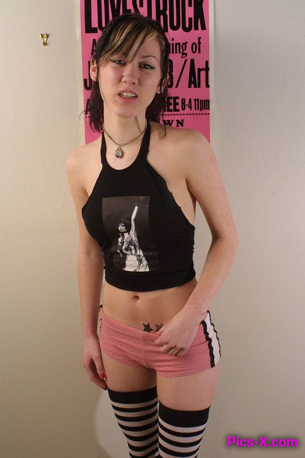 Barely legal gothic teen hottie posing in her bedroom - Punk Rock Girlfriend - Image 1